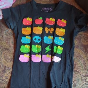 Hello Kitty Black Tee with Colorful Icons